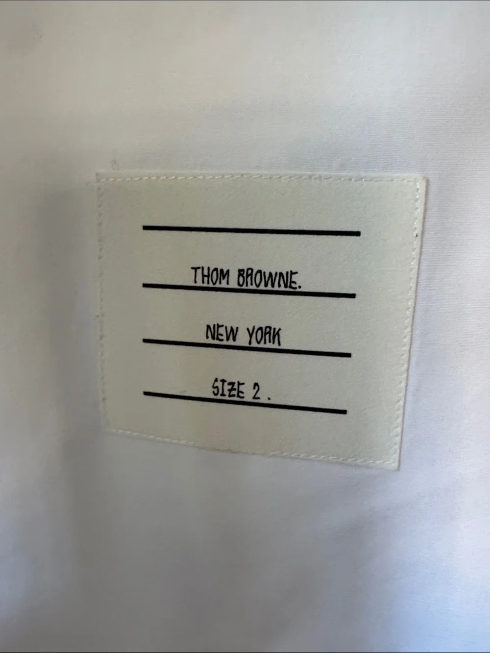 Thom Browne White Long-Sleeve Cotton Dress Shirt with Red Inner Placket Accent - Picture 3 of 6